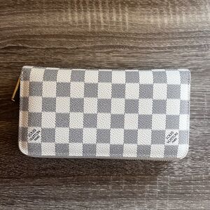 Louis Vuitton Damier Azur Zippy Zip Around Long Wallet /clutch - pure white